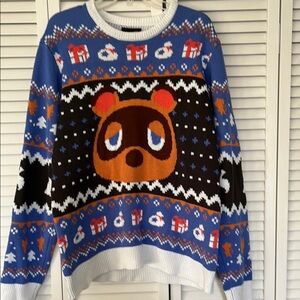 Animal Crossing Themed Sweater - Blue and Brown